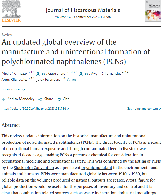 An updated global overview of the manufacture and unintentional formation of polychlorinated naphthalenes (PCNs)